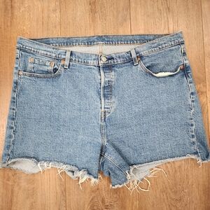 Levi's 501 Cut Off Shorts Denim Medium Wash Raw Hem Button Fly Casual size 20W